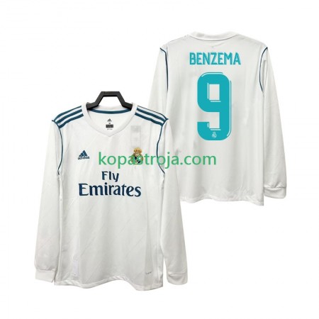 Billiga Fotbollströjor Real Madrid BENZEMA 9 2017 Retro Hemma tröja 2018 Långärmad